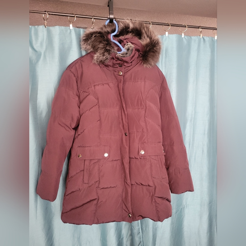 Bianca Nyguard Down & Feather Parka with faux fur collar and removable hood